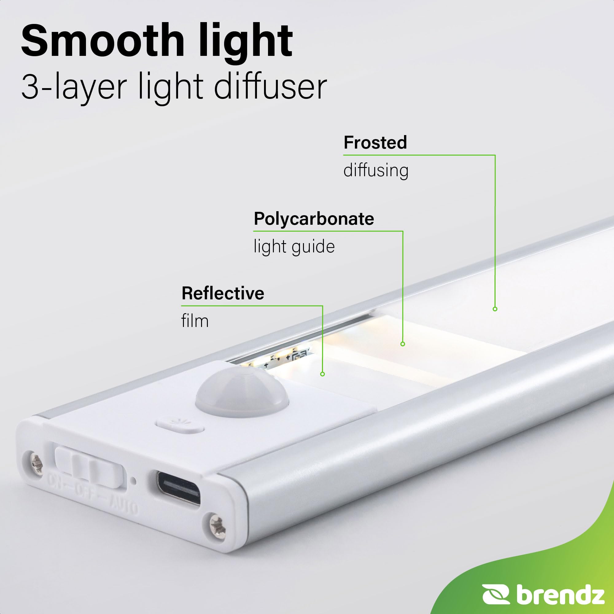 Brendz LED Sottopensile Cucina, Luce Ricaricabile, 2 x 60cm, USB-C, 4400mAh, 3 Temperature di Colore, Dimmerabili, Magnetica, Luci LED Cucina Sottopensile Senza Fili, Puyo Argento