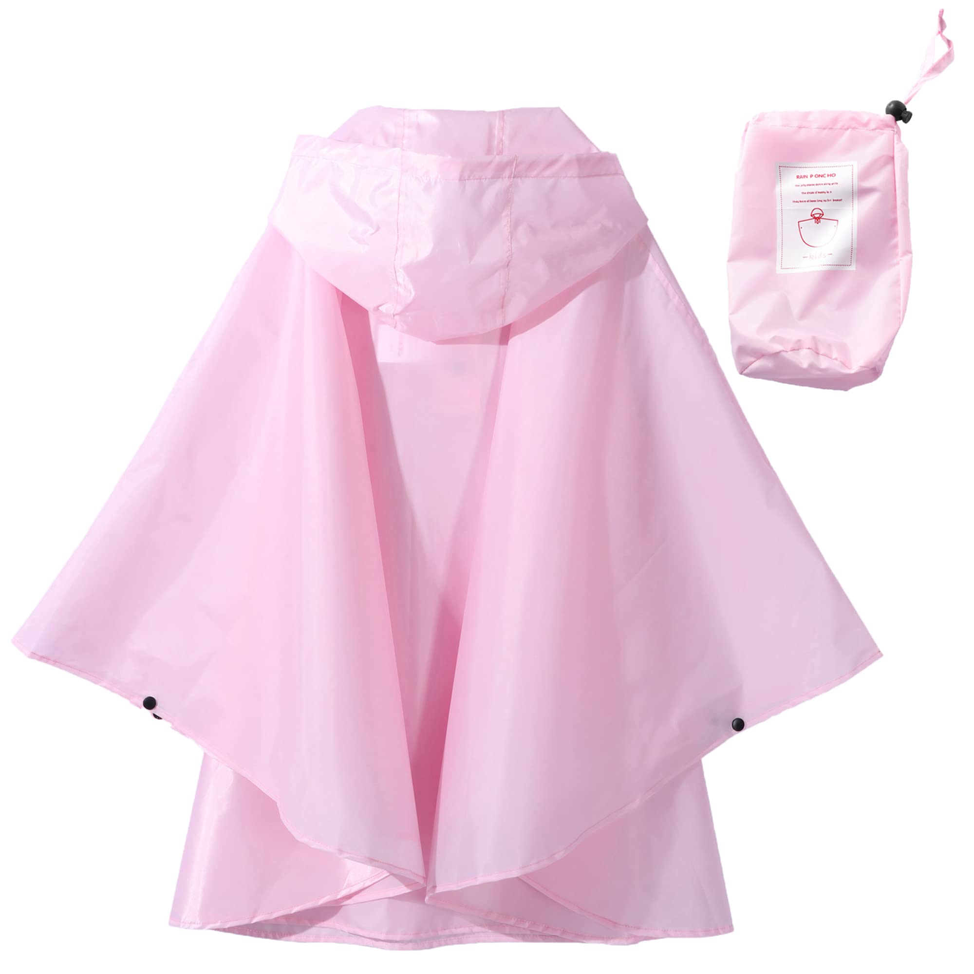 QIKADO Poncho Antipioggia Bambino, Poncho Pioggia Bambina con Cappuccio e Bottoni Portatile