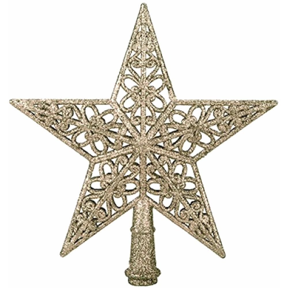 Ditzy Doll CHRISTMAS TREE TOPPER STAR CHAMPAGNE - 20cm Sparkle Glitter Festive Xmas Decoration