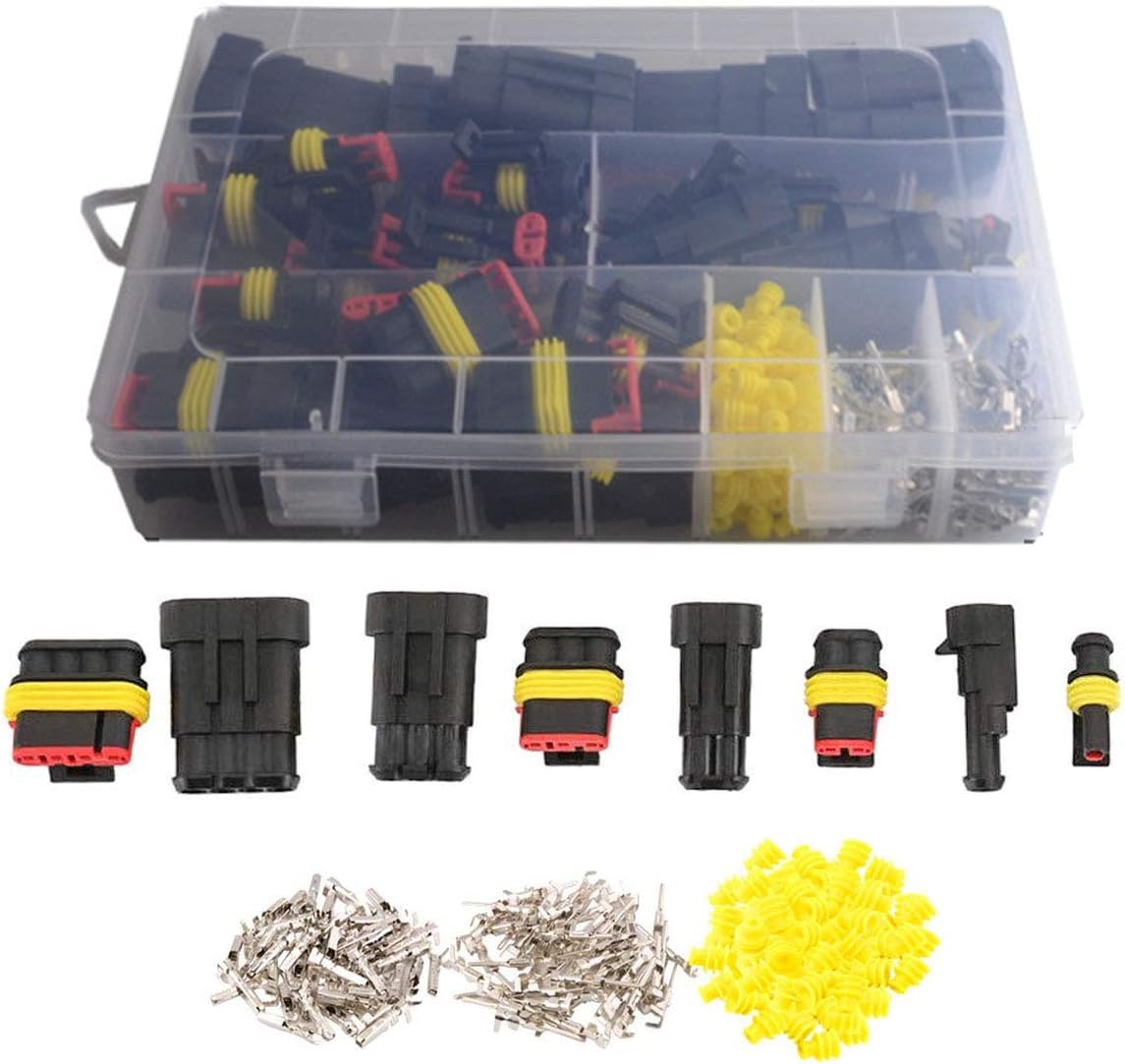 352pcs Car Waterproof Electrical Wire Connector Terminals Plug 1/2/3/4Pin for Motorcycle Scooter Car Truck Boats