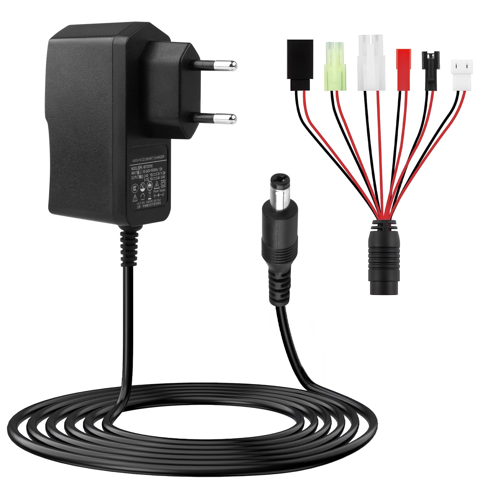 Chargeur Intelligent RC NiMH/NiCd 2.4V–12V – 6 Connecteurs (Tamiya, JST, HuanQi…) Pour Voiture, Bateau, Avion – Protection Intégrée