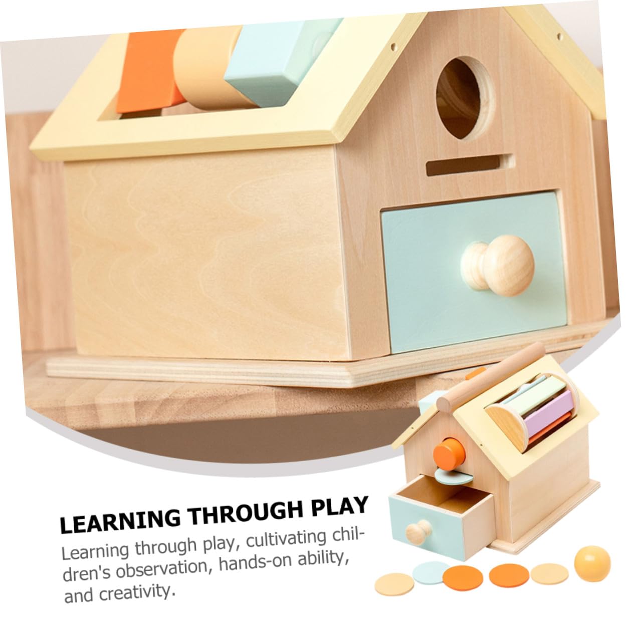 KOMBIUDA Juguete Sensorial de Madera Educativo para Niños Pequeños 1-3 Años, Juego de Bolas y Clasificación, Estimulación de Coordinación Mano-Ojo, Desarrollo Temprano y Aprendizaje