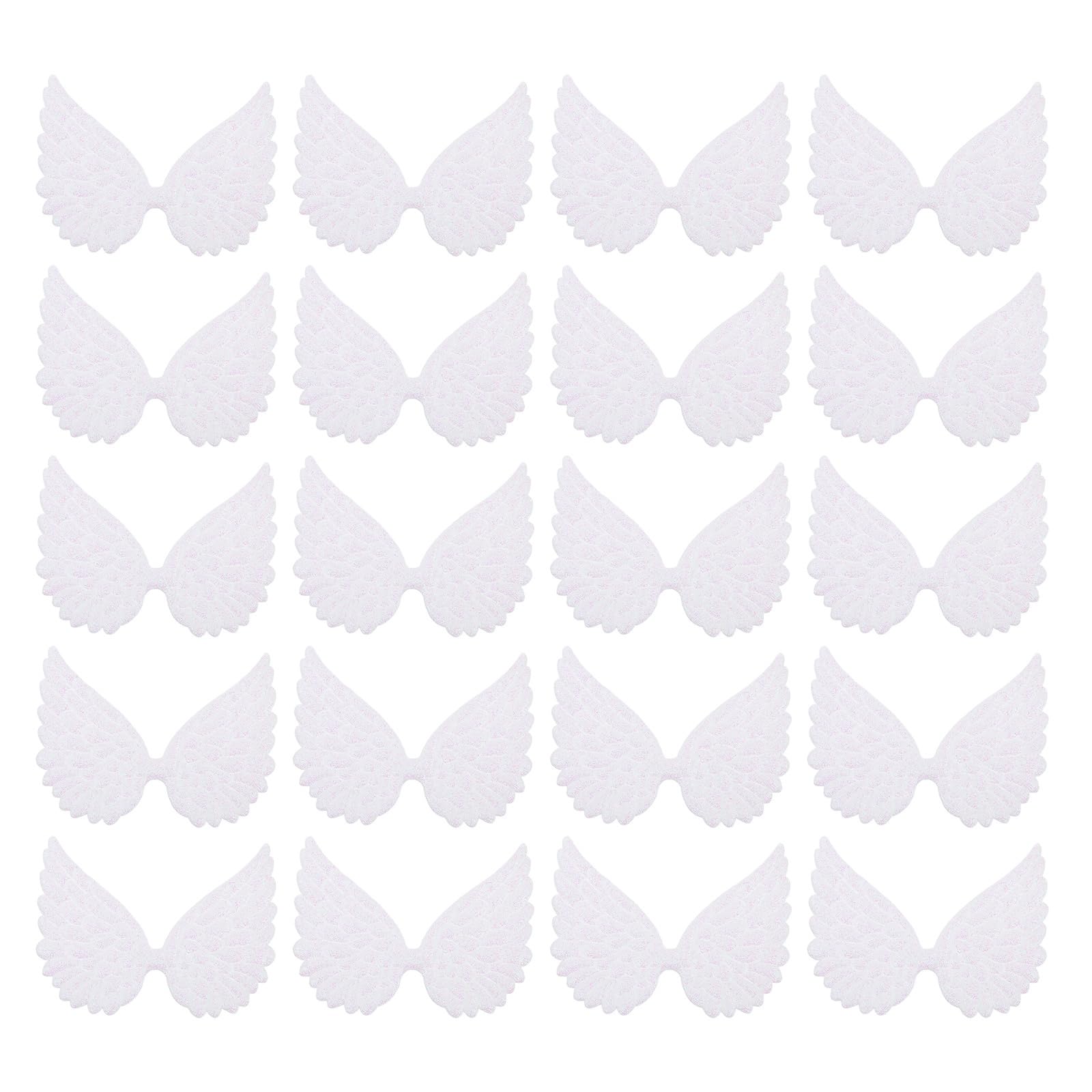 Flügel Weiss 30 Stück Engelsflügel Applikationen - Weiße Pailletten Flügel  Patches Zum Aufnähen Basteln Flügel Applikation, image size:1600x1600