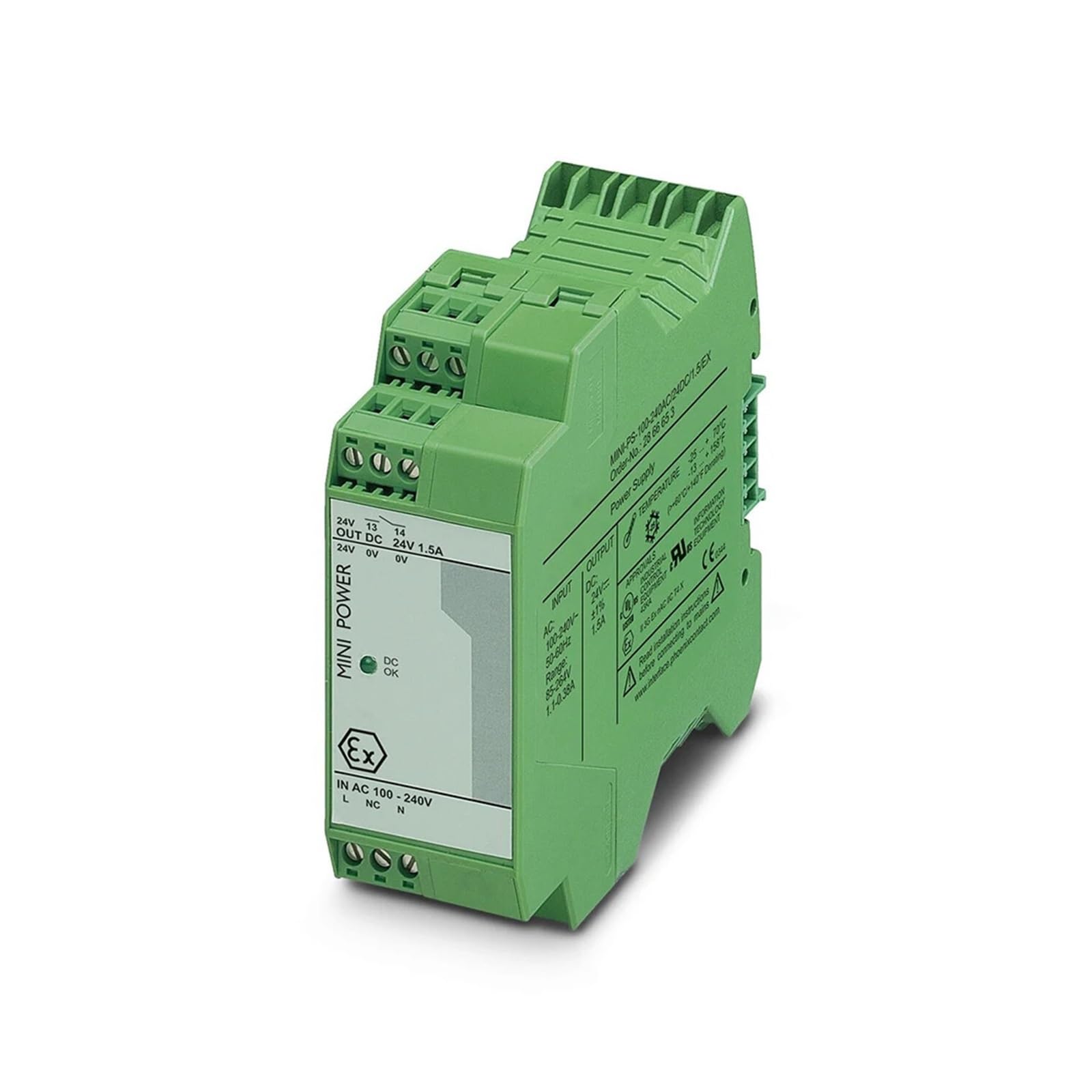 OSHZIKJII Power Supply MINI-PS-100-240AC/24DC/1.5/EX 2866653
