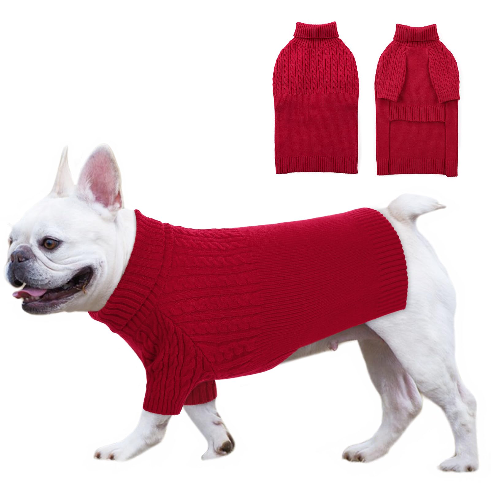 CITÉTOILE Maglione per Cani,Maglione per Cani Lavorato a Maglia per Cani di Piccola e Media Taglia,Cappotto per Cani Maglione Lavorato a Maglia a Collo Alto Lavabile,Cappotto Invernale Comodo Morbido