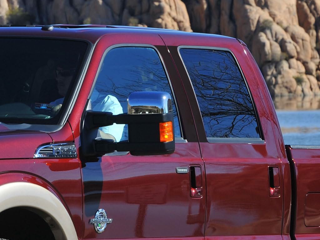 Rvinyl Pillar Post Pre Cut Window Trim Kits in Gloss Black Compatible with Ford F-250 1999-2014 - Adhesive Backs