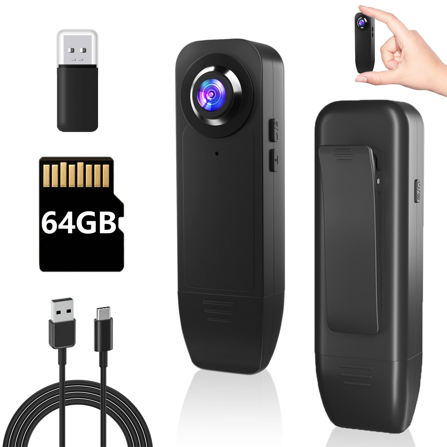 Bextgoo Mini Camara Espia sin WiFi, 1080P Body CAM con TF de 64 GB Bodycam | camara espia bateria larga duracion 1000mAh, camara corporal Visión Nocturna y Detección de Movimiento
