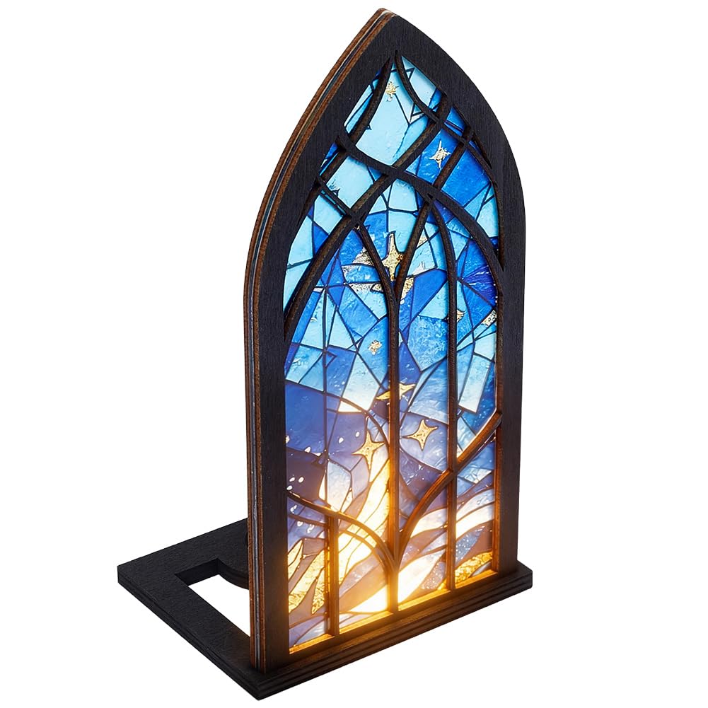 UNICRAFTALE Blue Dragon Book Nook Fantasy Books Insert Stained-Glass Dragon Decor Acrylic Window Shape Bookshelf Book Store Decor Gift for Bookish Collectors Booklovers Reader 12x9x22.8cm