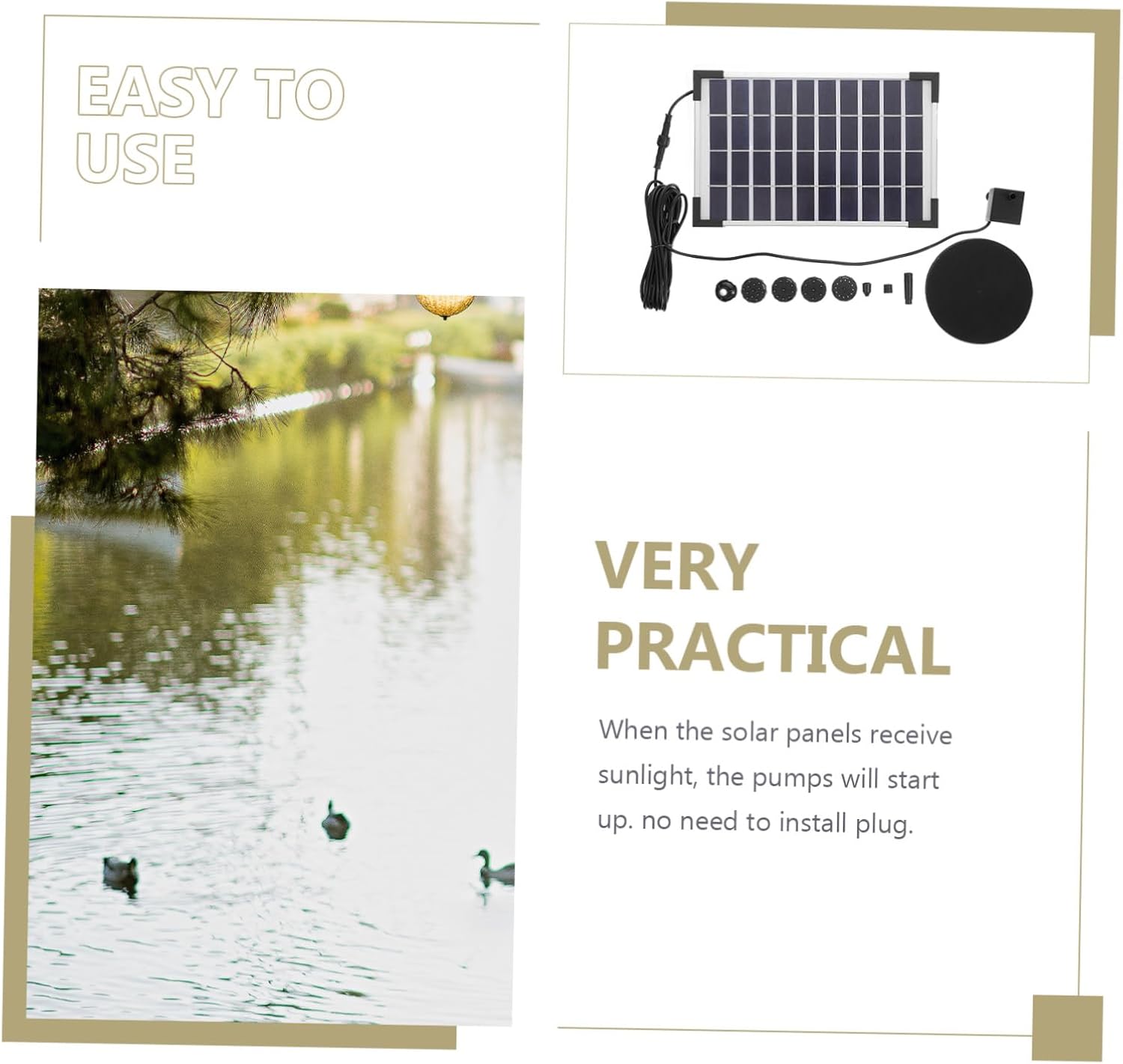 1set Pump Outdoor Water Pump for Garden Decoration Energy Saving Feature for Bath and Aquatic Plants