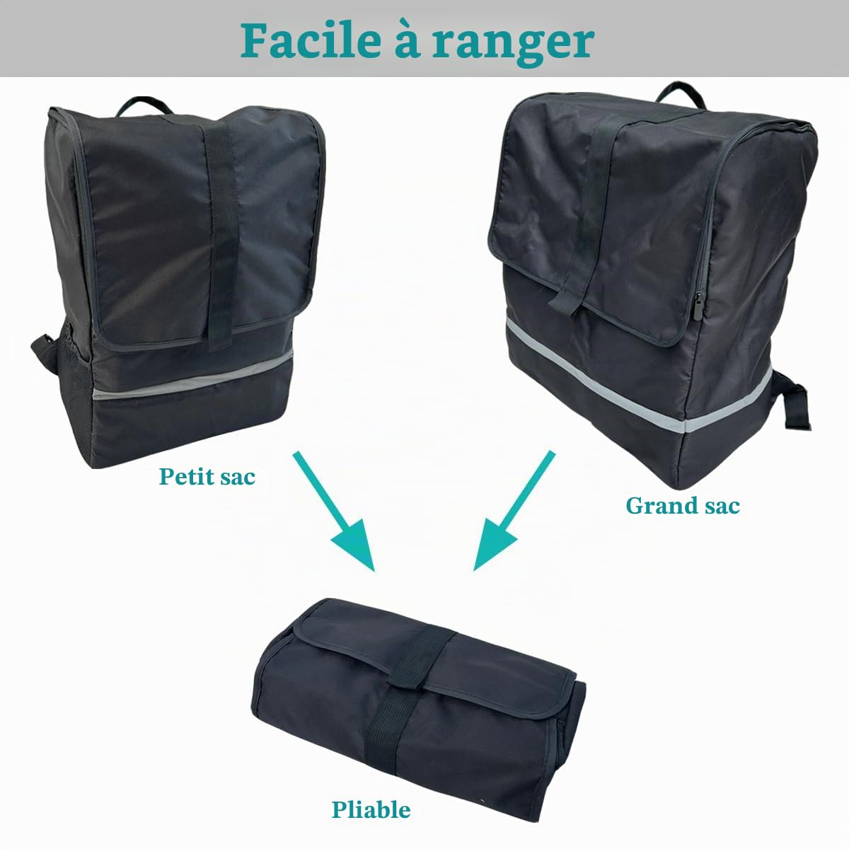 Sac de voyage pliable compatible avec les poussettes de la série Cybex (comme Libelle, Coya, Beezy) – Grande et petite taille – Tissu durable, Noir , Large Size (46*26*55CM), sac de voyage poussette