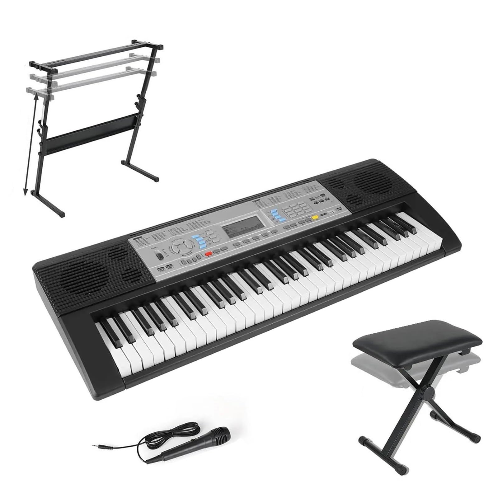 Elektroniczny Instrument Fortepianowy Zestaw Pianina Elektronicznego Z 61 Klawiszami Mikrofonem I Wbudowanymi Dwoma Głośnikami Trwały