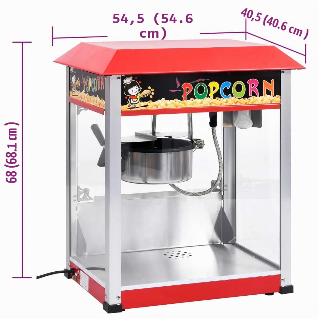 vidaXL Máquina para Hacer Palomitas de Maíz con Olla de Teflón Fabricante Cocina Profesional Calentamiento Comercial Doméstico Cine 1400 W