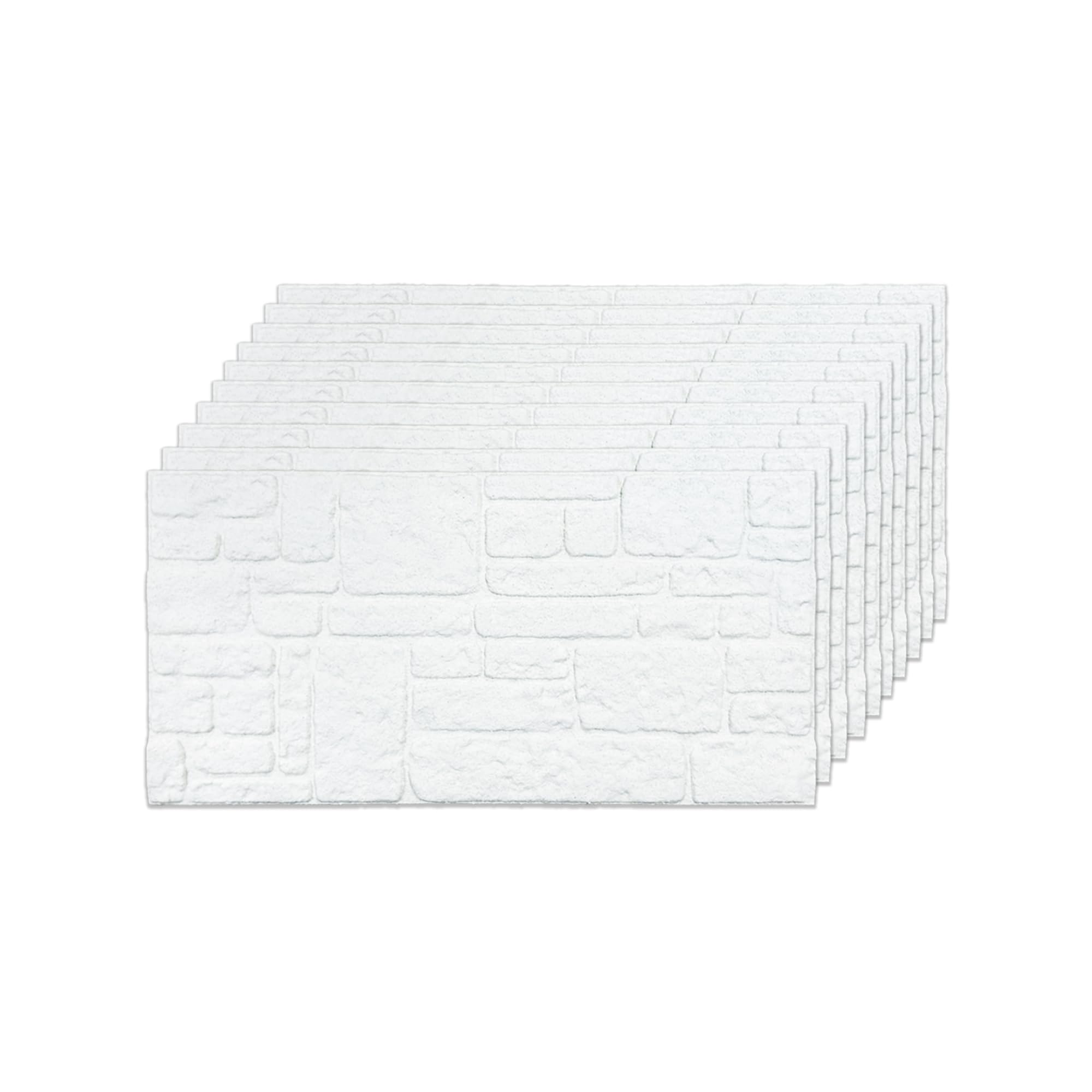 IZODEKOR White Paintable 3D Wall Panels with Natural Stone Effect - Set of 10 DIY Polystyrene Wall Cladding for Kitchen, Living Room, Balcony and Patio