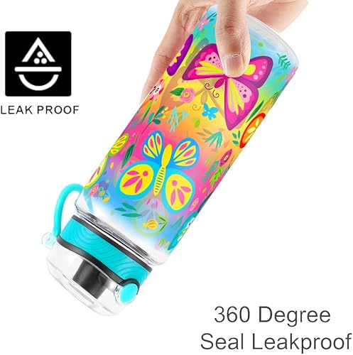 Miniatura 5 de Linda botella de agua para niñas y niñas, Tritan libre de BPA y a prueba de fugas, fácil de limpiar y transportar con asa, 23 onzas  23.0 fl oz,