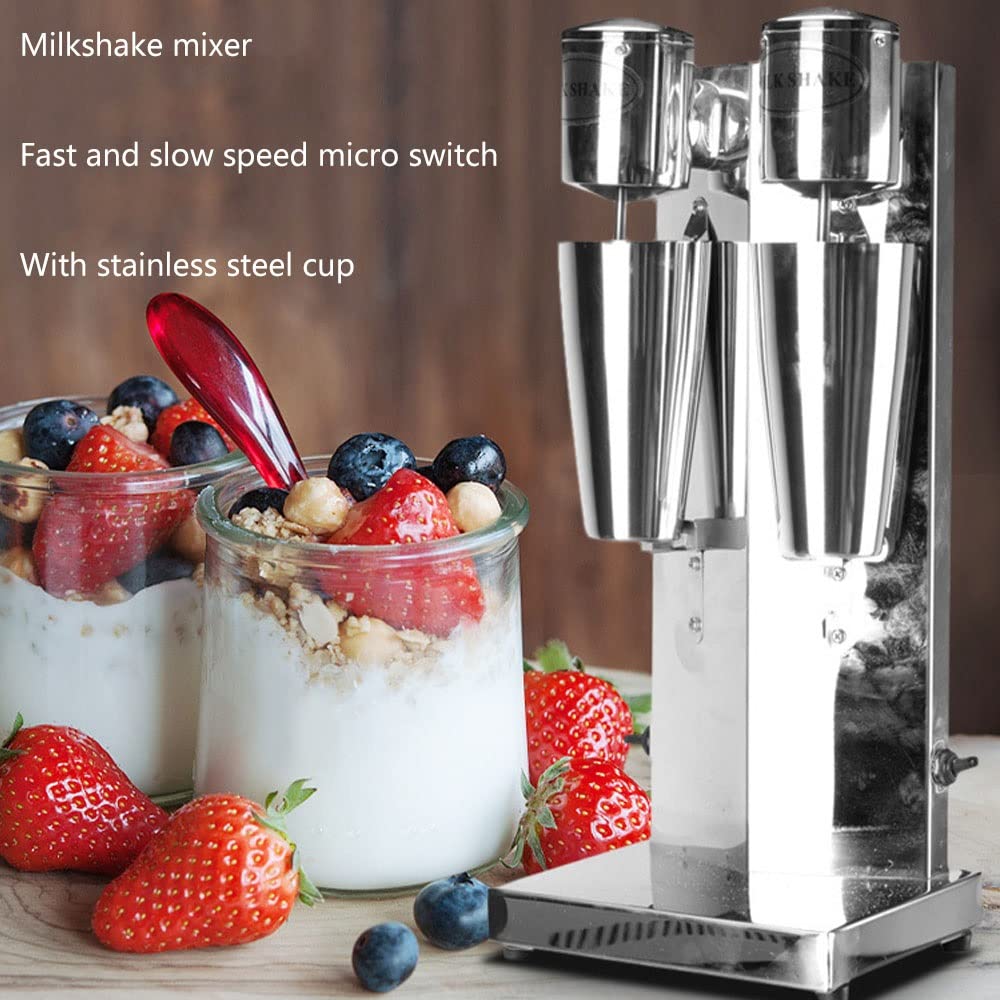 Macchina per frullati Elettrico Doppio Shaker 2 impostazioni di velocità Macchina per frullatore Professionale in Acciaio Inossidabile con Tazza per albumi Bevande proteiche Frulla