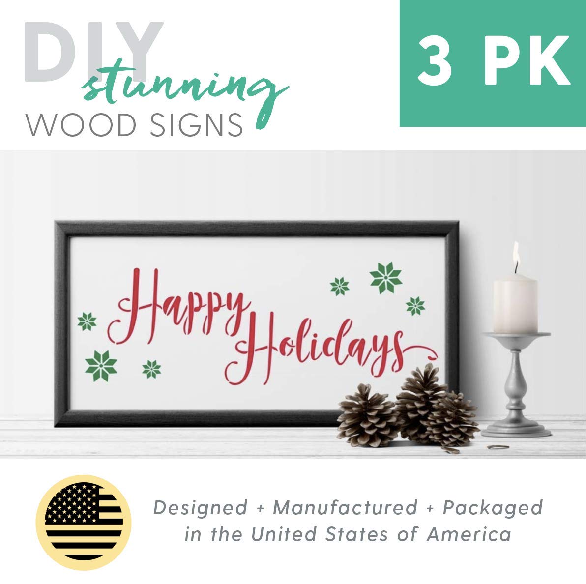 I Like That Lamp Christmas Themed Stencils - Easy DIY Wall Décor for Making Sign Stencils (3 Pack, Chirstmas) 4