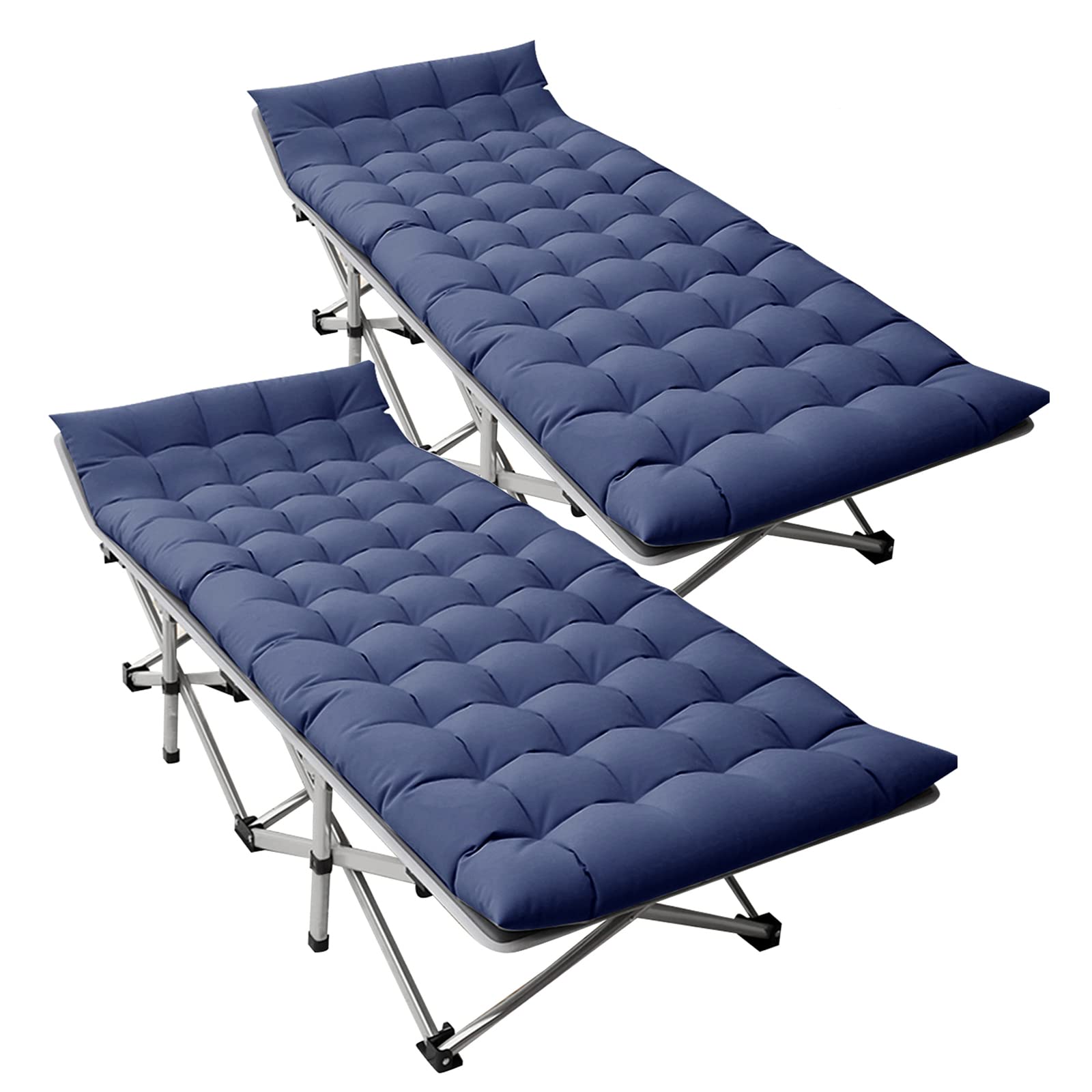 DoCred Folding Camping Cot with Mattress, 2 Pack Heavy Duty Folding Cot for Adults, Portable Sleeping Cot Bed Adults Outdoor Bed with Carry Bag,