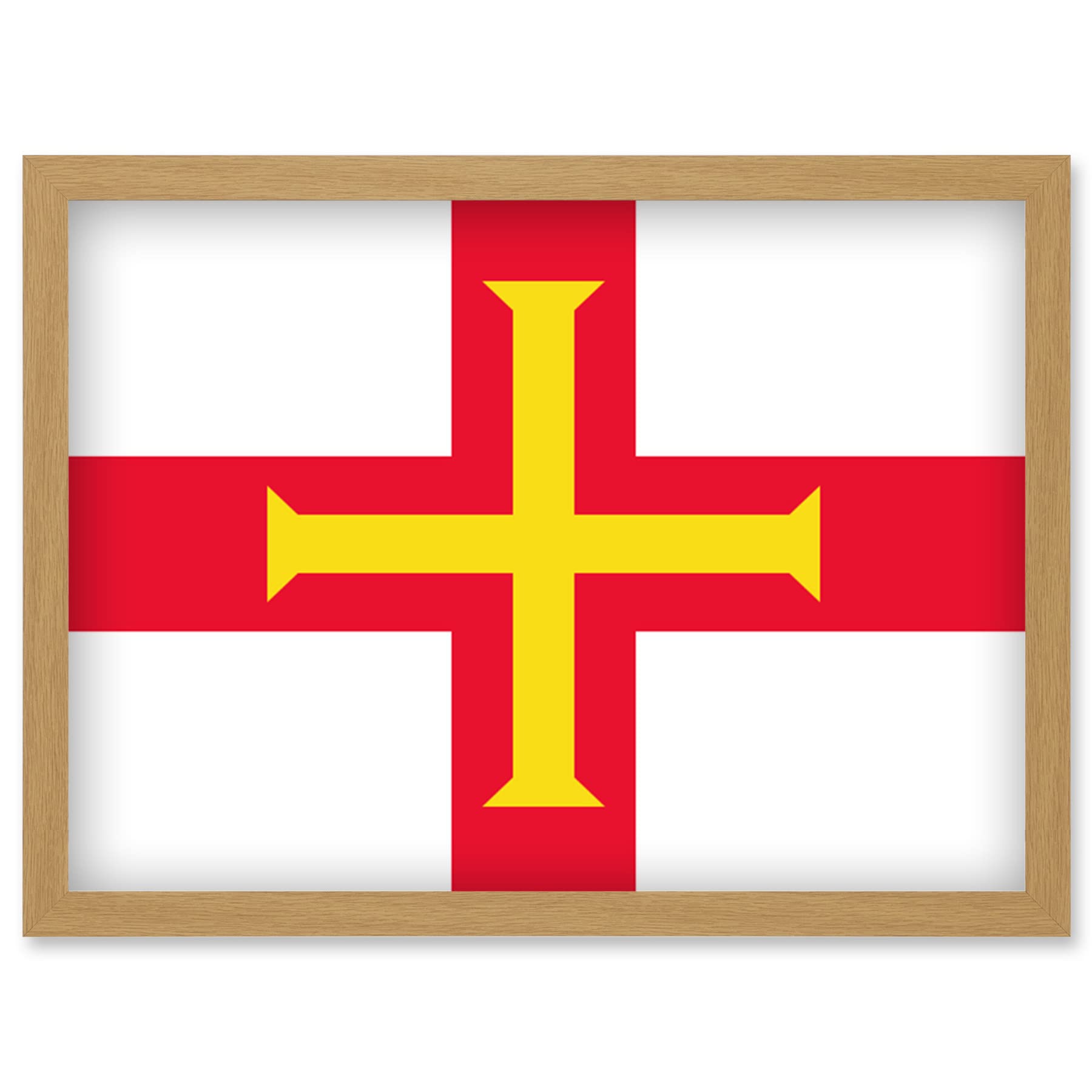 Artery8 Guernsey National Flag Patriotic Vexillology World Flags Country Region Poster Artwork Framed Wall Art Print A4
