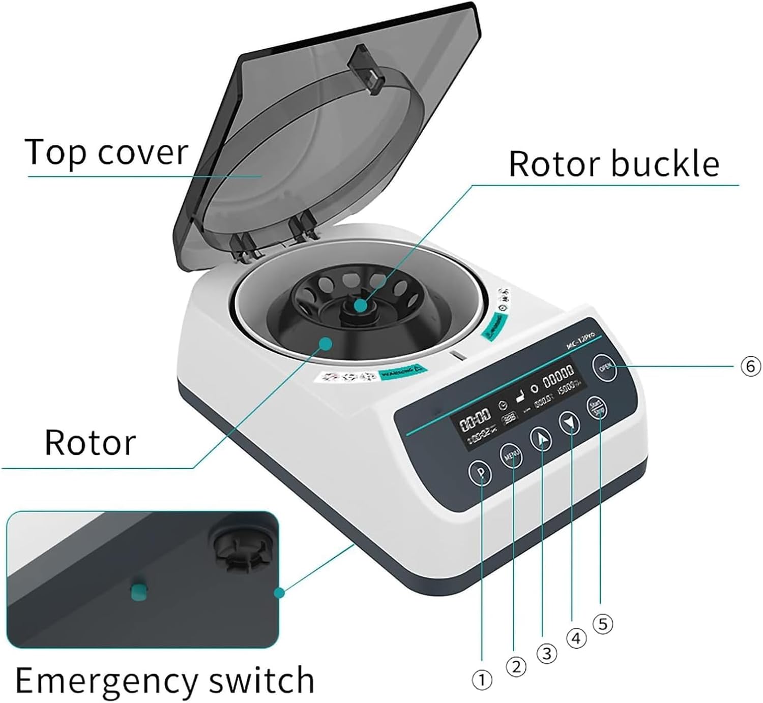 Electric Centrifuge Serum Separat Micro Centrifuge Machine with Transparent Lid, 12000rpm Adjustable Speed & Timer, Digital High-Speed for Plasma Centrifuge Lab