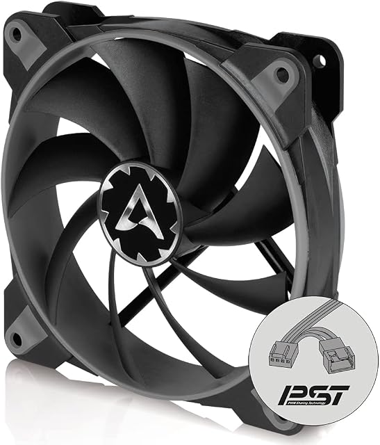 ARCTIC BioniX F120  120 mm wentylator obudowy dla graczy z PWM PST, Case Fan ze złączem PST (PWM Sharing Technology), regulowany synchronicznie RPM, 200-1800 obr./min, szary