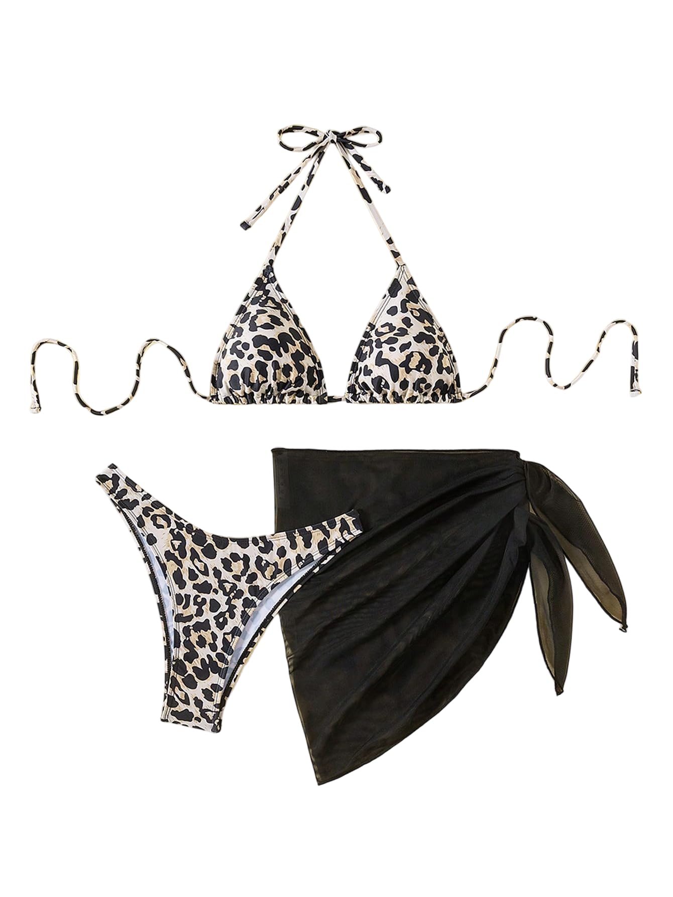 shenhe Women's 3 Piece Floral Bikini Set with Wrap Coverup Halter Triangle Swimsuits-picture-17
