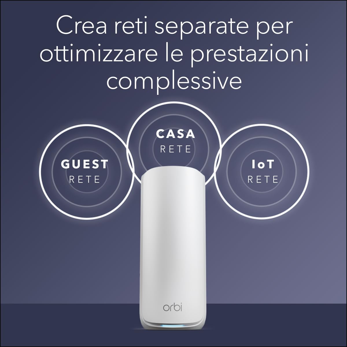 NETGEAR Orbi Serie 870 | WiFi 7 Mesh System| RBE873| Router wireless + 2 satellites| Fino a 21 Gbps | Copre 600 m² | Supporta 150 dispositivi| Porta Internet 10 GB | Tri-Band BE21000 | Kit da 3 Bianco