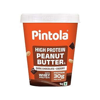 Pintola HIGH Protein Peanut Butter Dark Chocolate Creamy, 1kg | 30% Protein | High Fibre | NO Salt