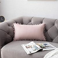 Vista 150 de 2 fundas para cojín decorativo de terciopelo con pompones