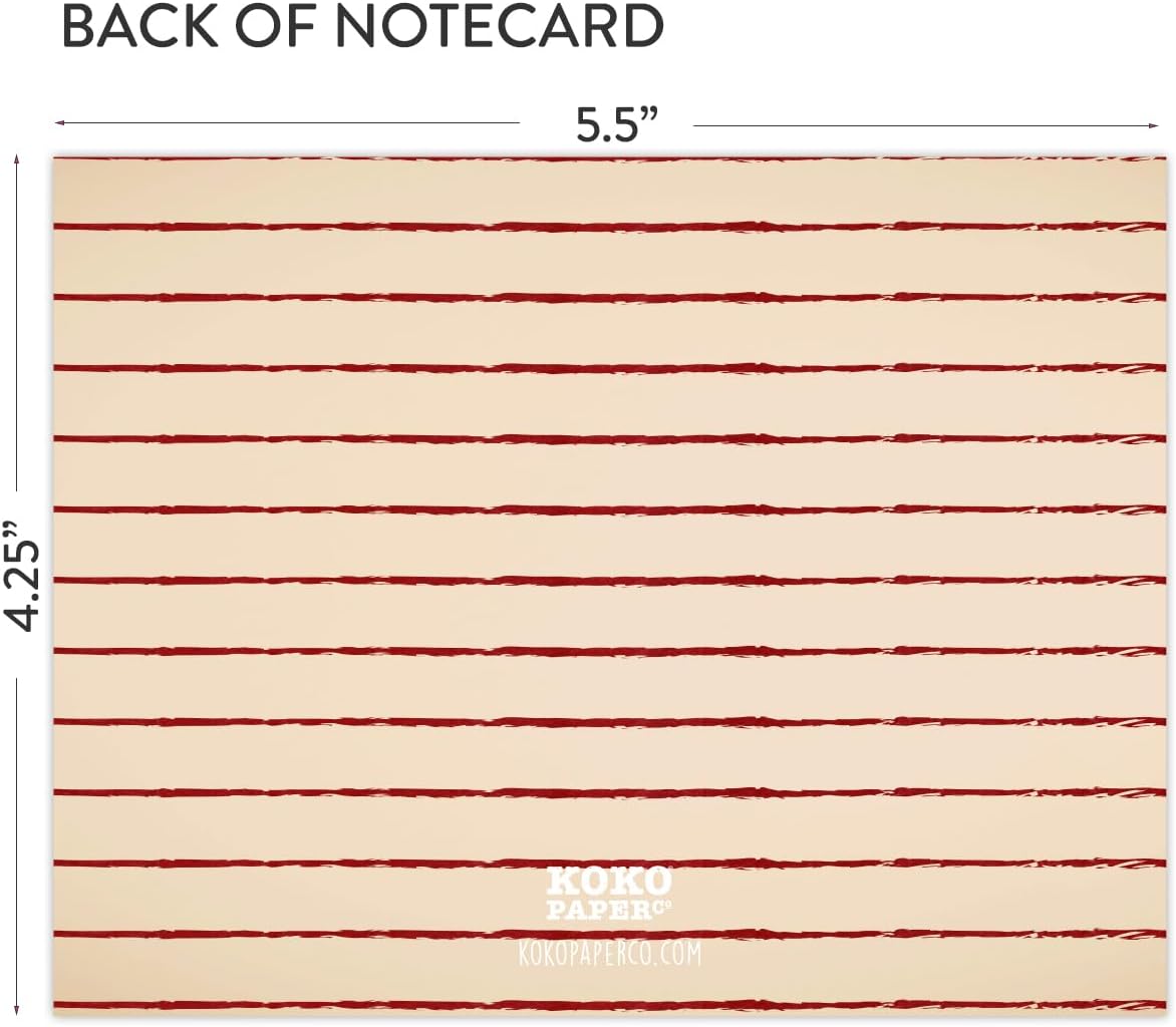 Koko Paper Co Dachshund Note Cards – 25 Blank Notecards with Envelopes – Cute Wiener Dog in Sweater – Premium Cardstock – Made in USA