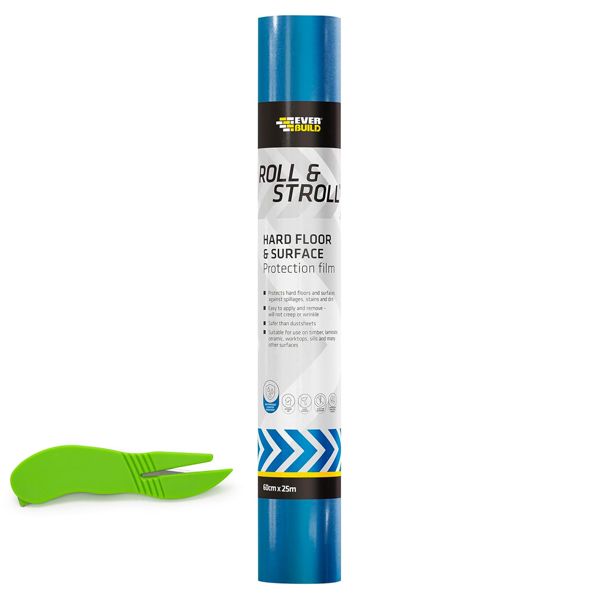Roll & Stroll Premium Surface Protector - DIY Self Adhesive Protection for Hard Surfaces Roll and Stroll Floor Paint Protectors Waterproof Sturdy Trip Free Hard Floor Film Covering 75 Metres