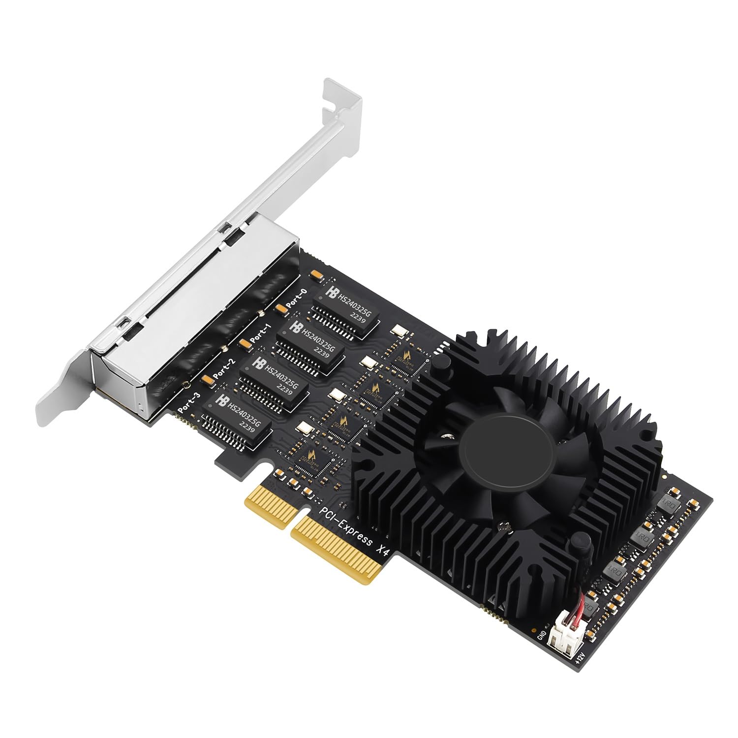 1 x Scheda di rete POE PCIE 4 porte in plastica e metallo 10/100/1000/2500Mbps Convertitore Ethernet industriale Gigabit 20G PCIE X4 con chip 8125BG