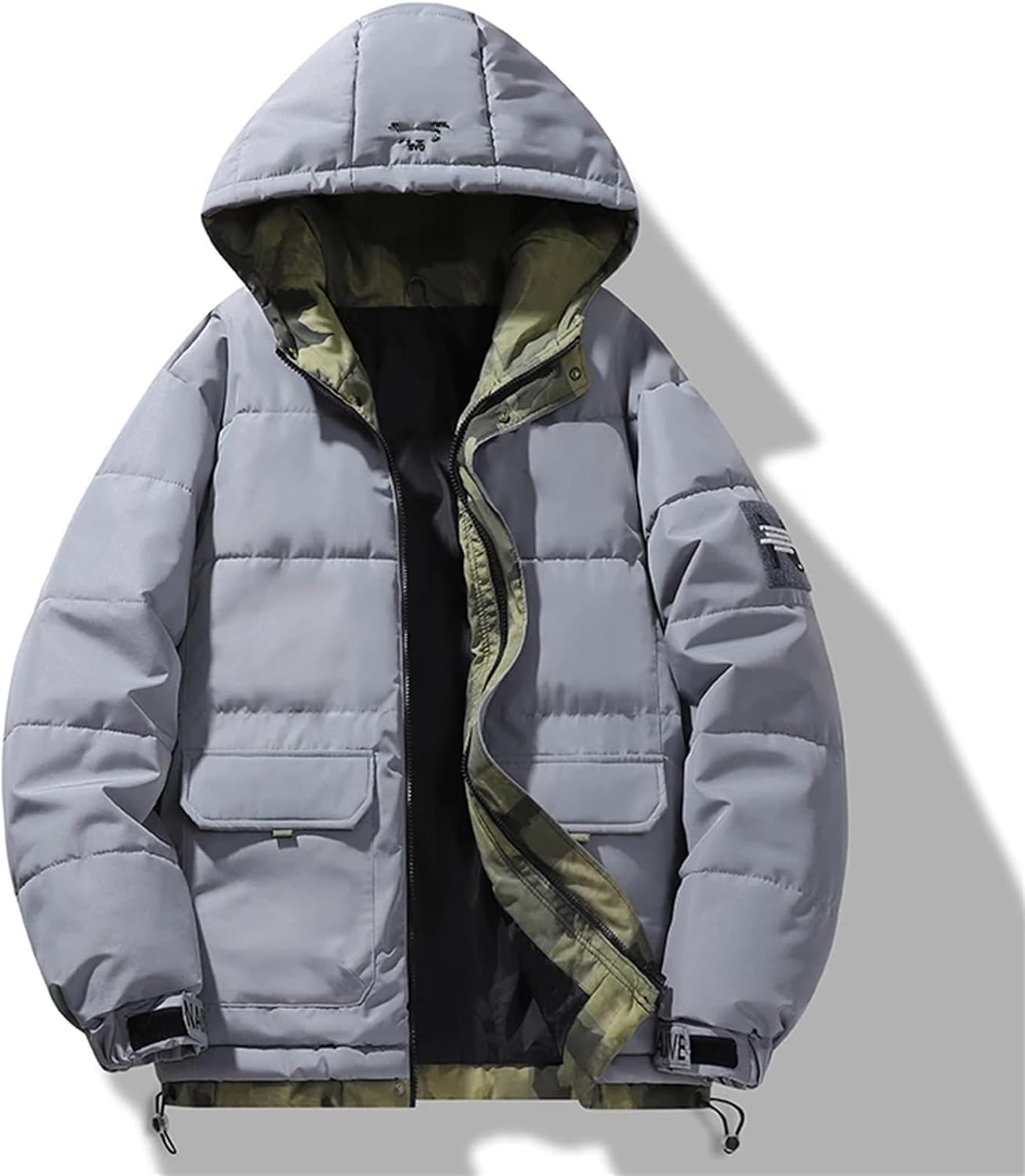 Men’s Thick Warm Puffer Jacket Hooded Winter Coat Windproof Outdoor Parka Casual Everyday Wear