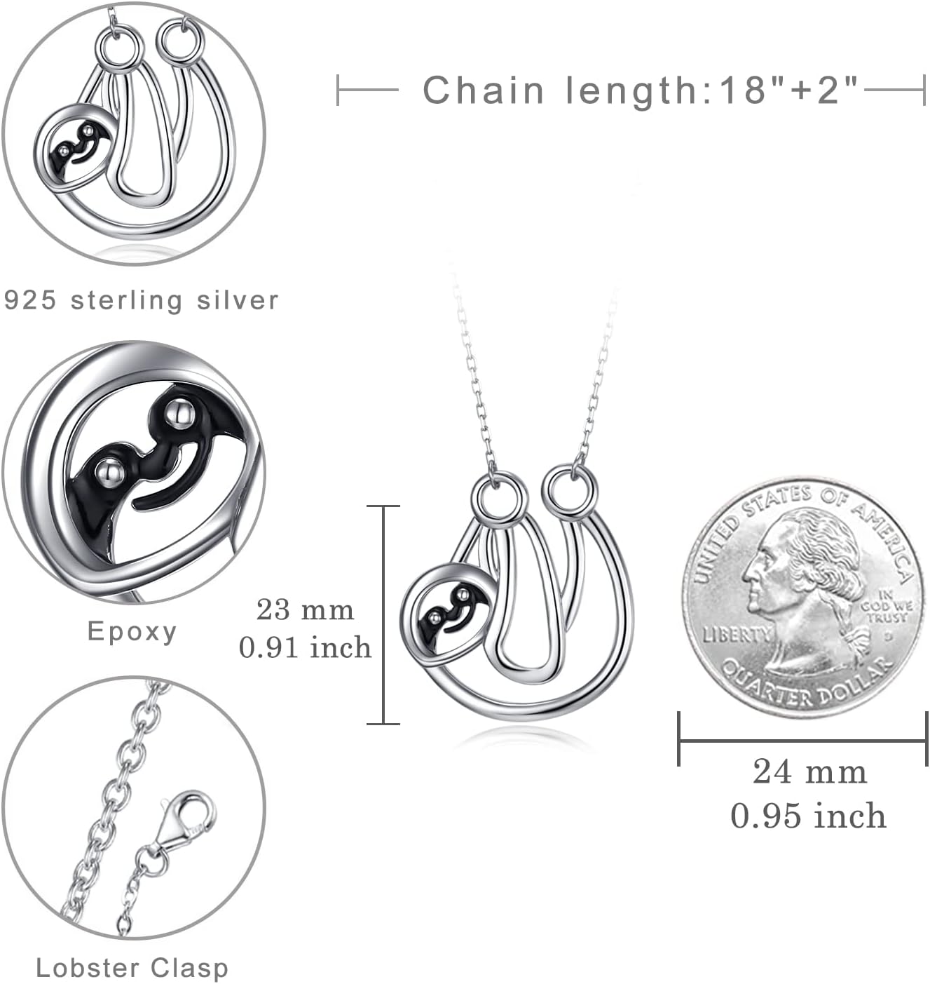 Sloth Necklace for Women 925 Sterling Silver Sloth Pendant Cute Animals Sloth Jewelry for Women Sloth Gifts - Image 4