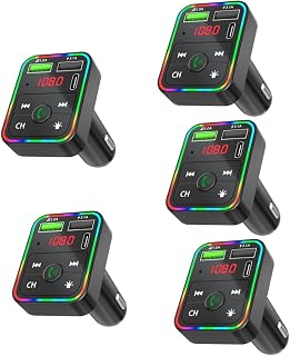 PartyKindom 5Pcs Car Mp3 Player Rádio Transmissor Para Car Audio Player Kit Mãos-Livres Para Carro Adaptador Adaptador De Tomada Para Carro Adaptador De Isqueiro Para Carro Kit De Rádio Para