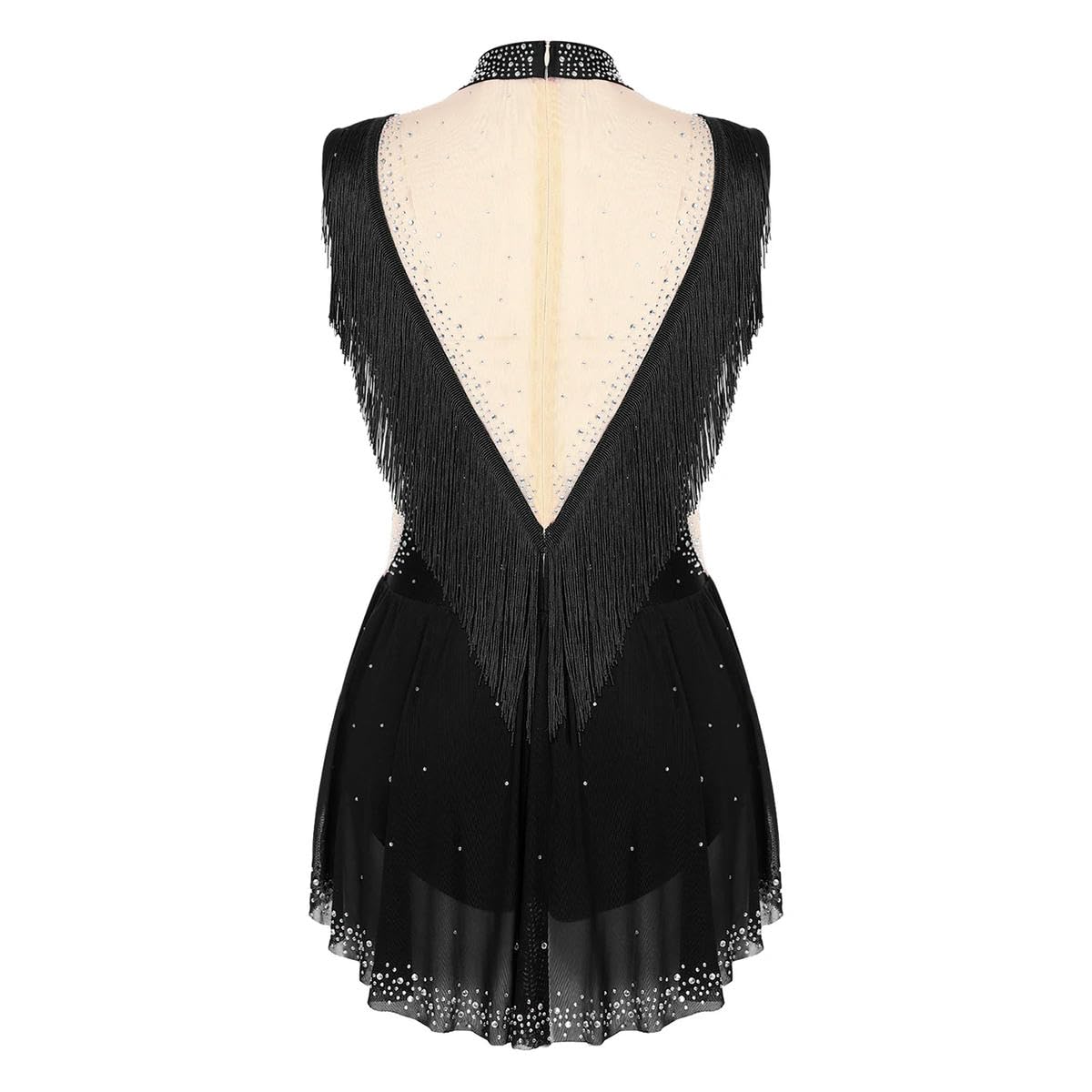 Damen Gymnastikanzug mit Rock und Quaste, blau, M