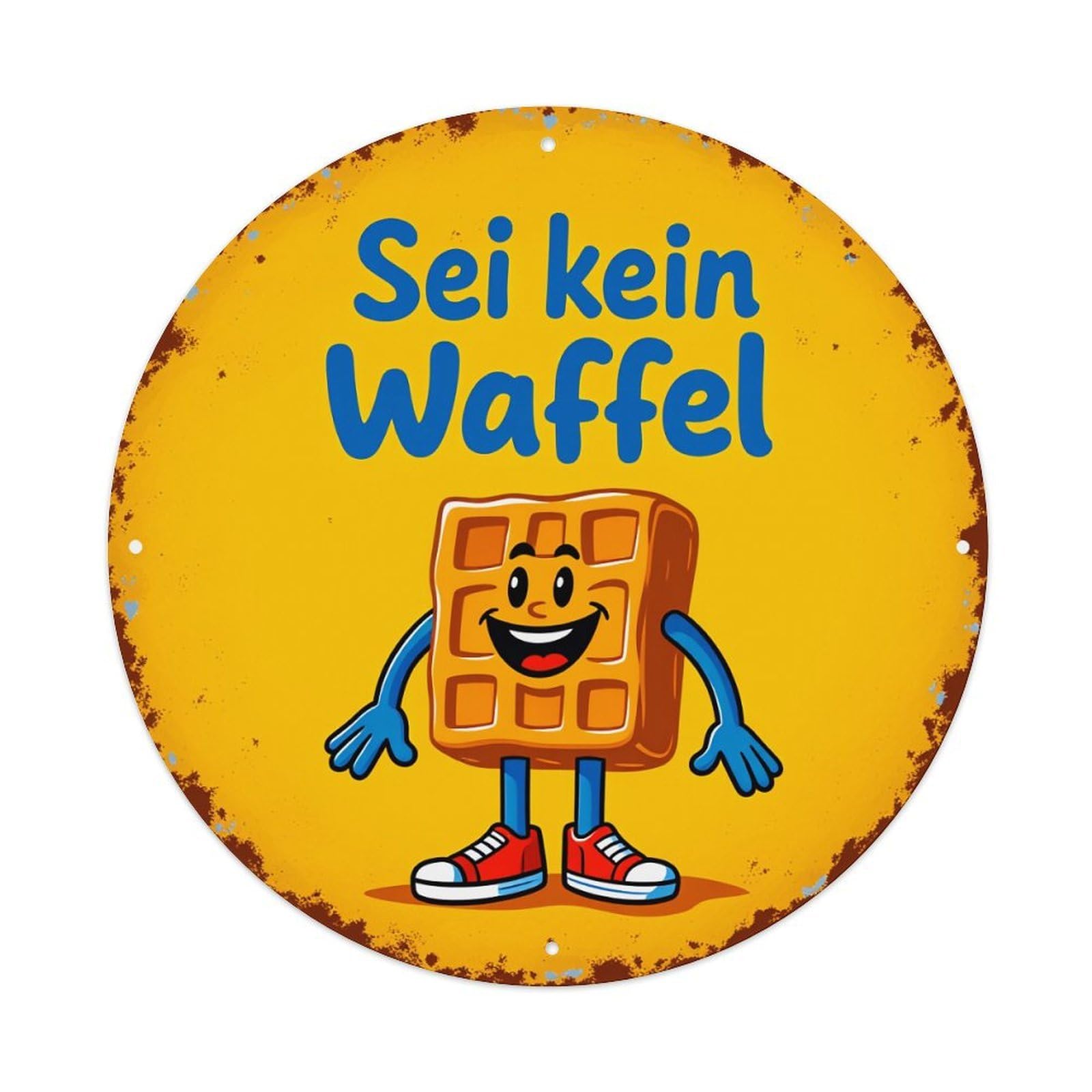 Don't Be A Waffle Round Tin Sign Vintage Metal Poster Retro Bar, Home, Man Cave, Kitchen, Laundry Room Wall Art Decor Gift 8x8Inch