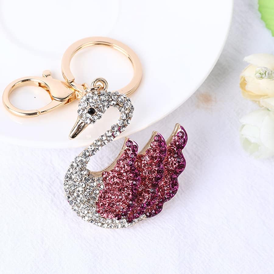 Keychain Swan Pendant Keyring Rhinestone Crystal Key Holder Bag Pendant Key Chain Women Gift for Birthday Christmas Festival - Image 4