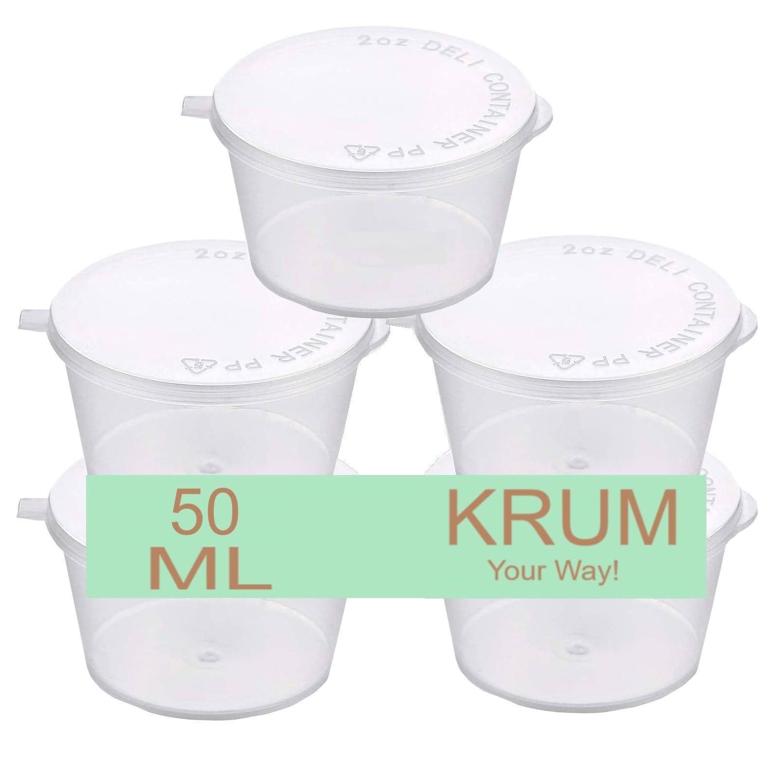 KRUM Transparent Takeout Food Containers Food Storage Containers With Lids Freezer Safe | Meal Prep | Microwavable Dishwasher | Leakproof | BPA Free (50ML Pack of 50PCS)
