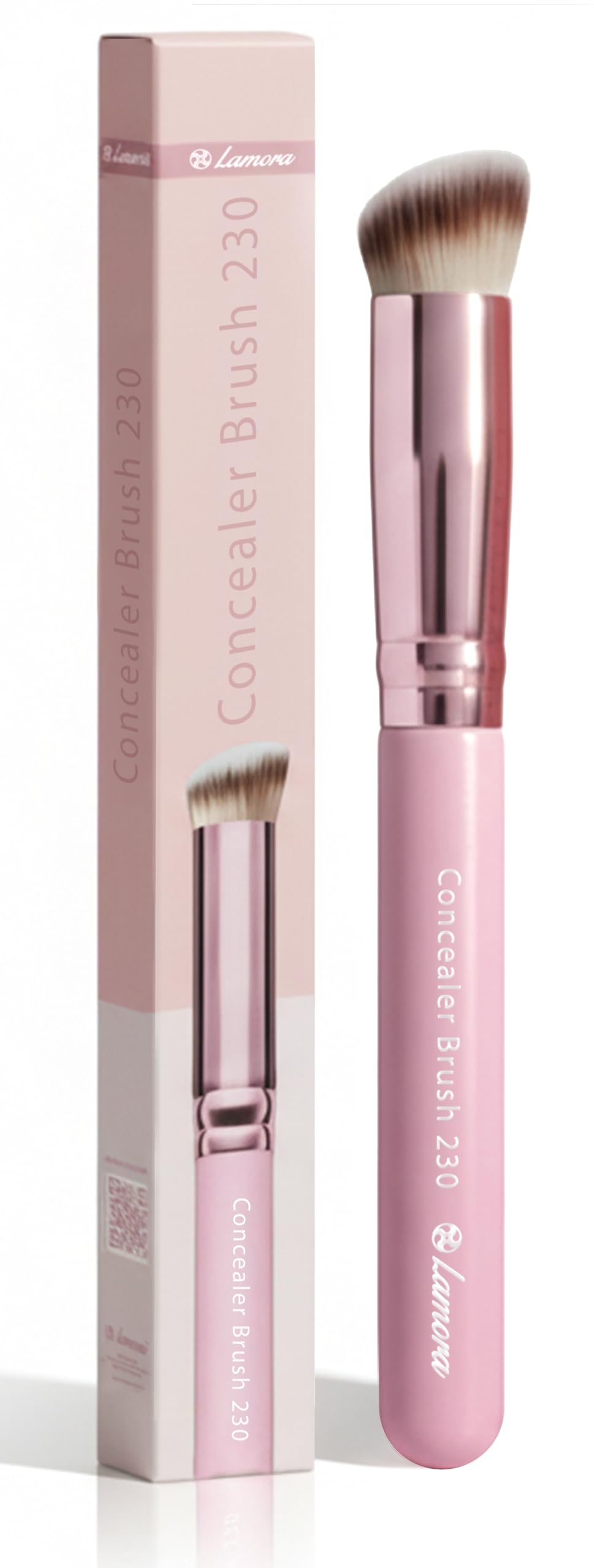 LAMORA Concealer Makeup Brush Under Eye - Angled Flat Top Kabuki Nose Contour Brush - Ideal for Concealing Blending Setting Buffing with Powder Liquid Cream Cosmetic - Small Makeup Foundation Brush