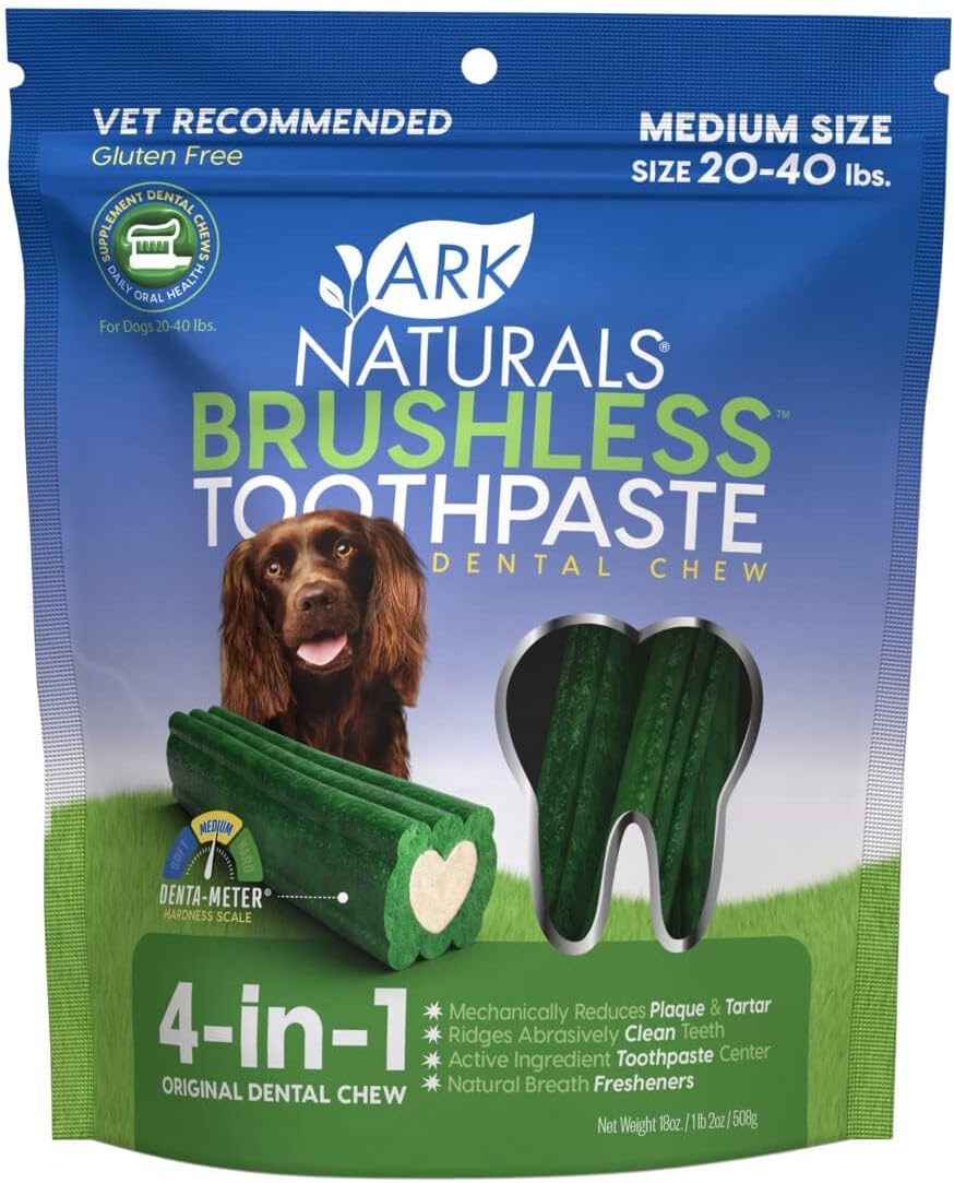 Ark Naturals Breath-Less Chewable Brushless-ToothPaste Medium To Large 18 Ounce