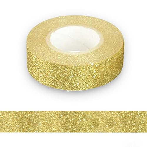 Miniatura 2 de Cinta Washi con purpurina, 3 rollos de cinta decorativa dorada de 58 pulgadas (0.591 in), autoadhesiva para manualidades con ribete dorado con