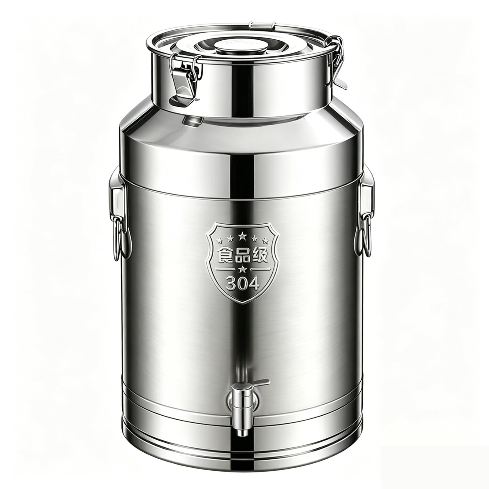 Zihpil 304 Stainless Steel Milk Can Jug with Tap Heavy Duty Sealed Bucket(Faucet,15L)