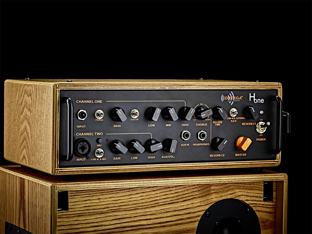 Ortega Gutiars Amplification Series Head - Akustikgitarren-Topteil - 100 Watt Ausgangsleistung - Inklusive Tragetasche - Esche, Natur (HONE)