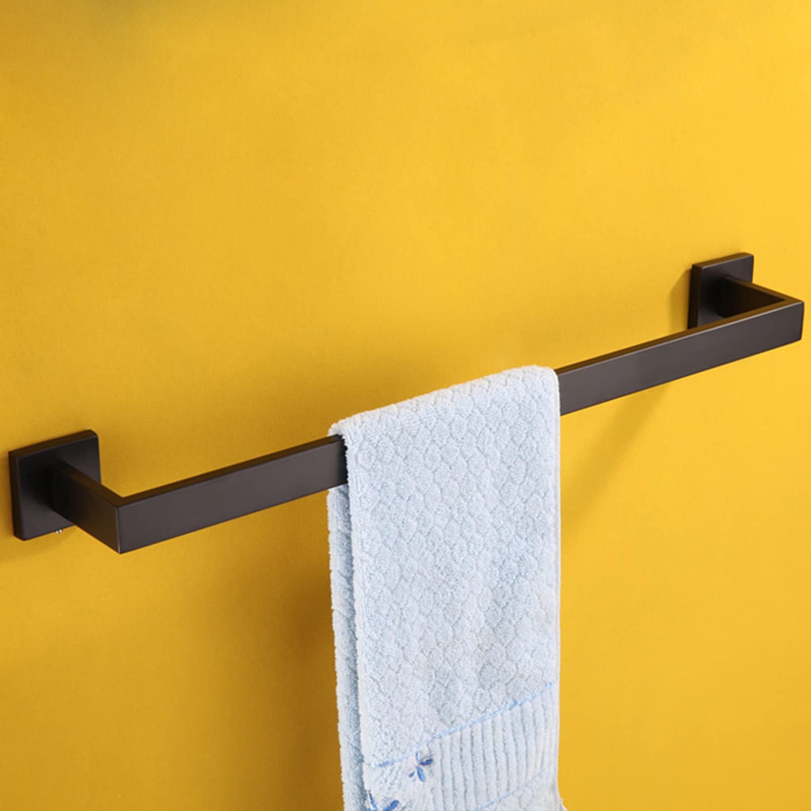 Percha de Toalla montada en la Pared de la Barra de la Barra de una Sola Toalla para el baño o la Cocina, el Soporte de la Toalla del diseño Cuadrado de Acero Inoxidable de 304, 40cm/50cm/60cm, Negro