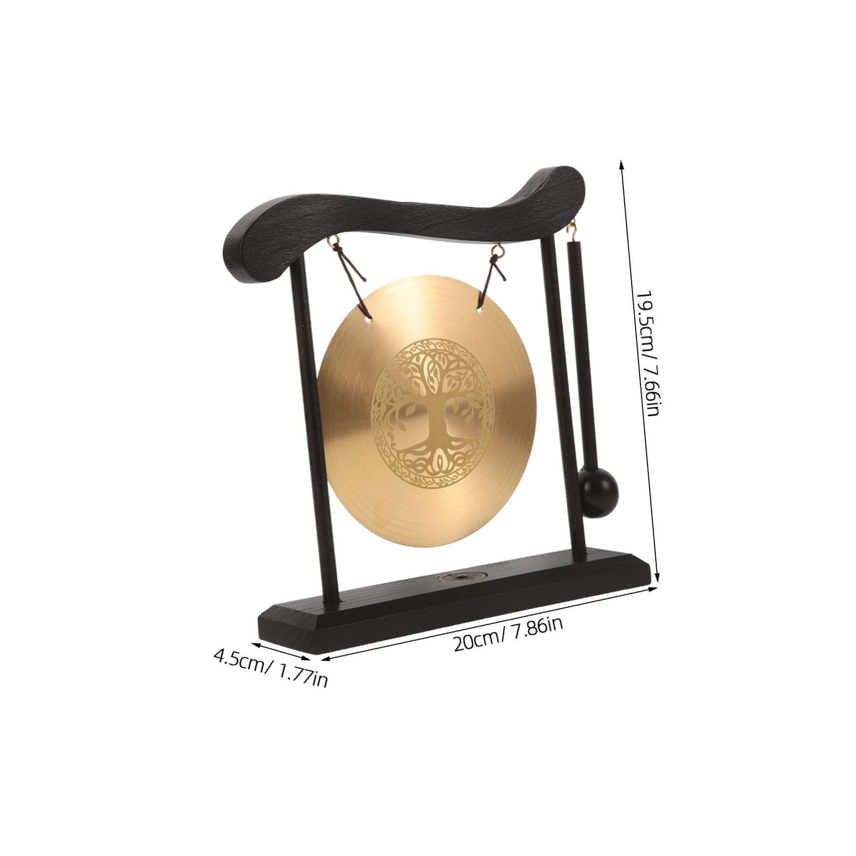 VILLCASE Gong de Escritorio de Cobre con Soporte y Adorno Decorativo Feng Shui para Hogar y Oficina Artesanía con Símbolos Auspiciosos y Sonido Relajante