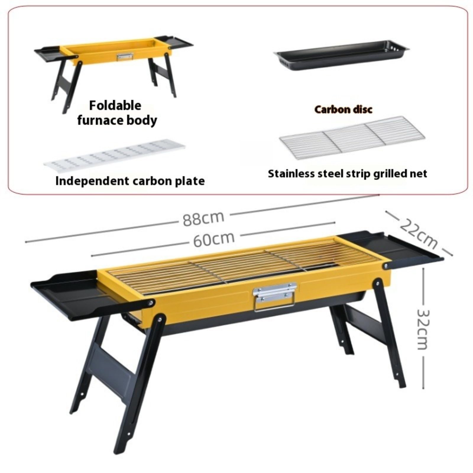 Grill węglowy ze stali nierdzewnej, przenośny składany grill, grill stojący, grill na kemping, imprezy i festiwale, przenośny grill, grill ogrodowy,