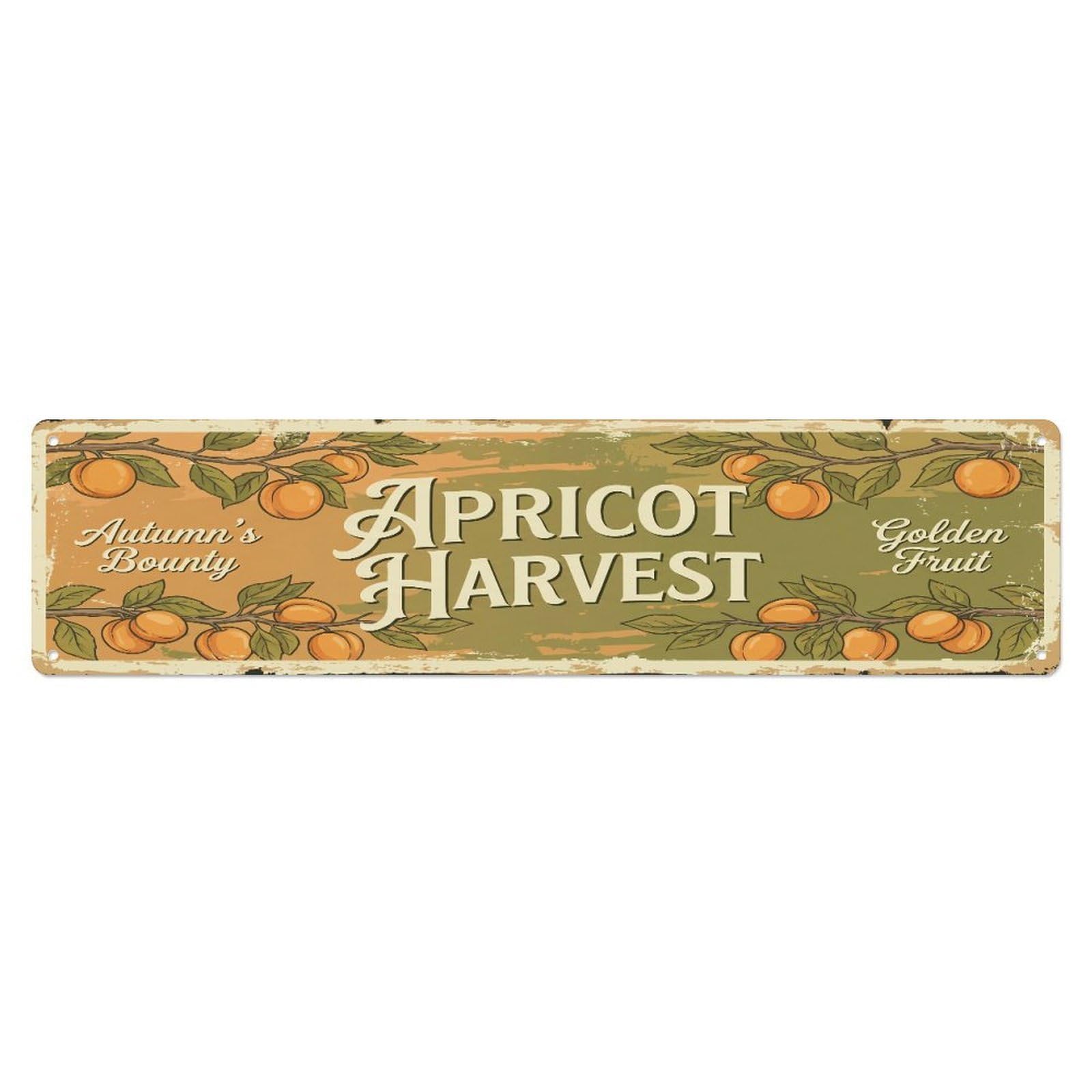 Fqcyn Style Metal Tin Sign Vintage Cottagecore Garden Apricot Harvest Banner
