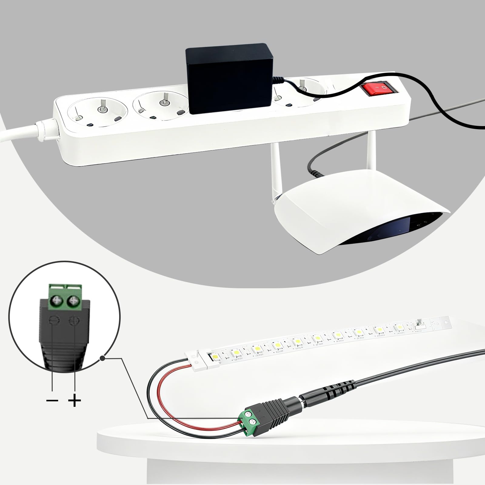 Transformador 220V A 12V - Cargador Universal 200-240V 50-60HZ, Adaptador 12V 2A 220V 24W, Cargador Portatil Universal, ara Tiras LED, Routers Inalámbricos, HUB, Interruptor, 2 Metros Cable