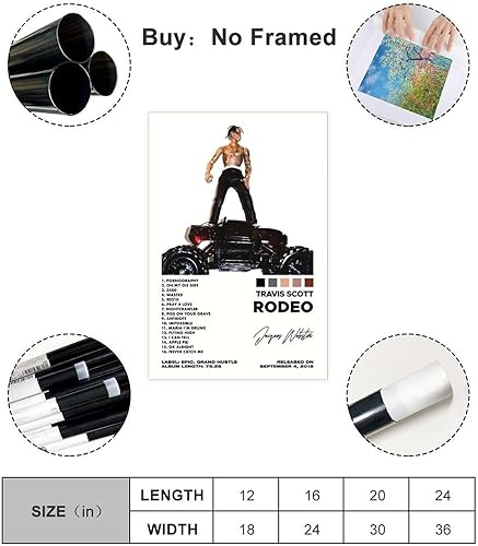 Miniatura 2 de COSIERM Póster de Rodeo  Póster limitado de Travis Scott en lienzo para decoración de pared, pintura para sala de estar, dormitorio, sin marco,