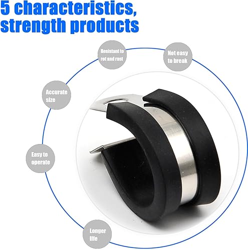 Miniatura 4 de Abrazadera de cable de vehículo, 24 abrazaderas de manguera que absorbe los golpes, abrazadera remachadora simple de acero inoxidable 304 de 58